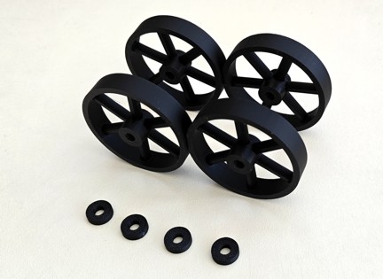 Black Plastic wheels (x4) including spacers